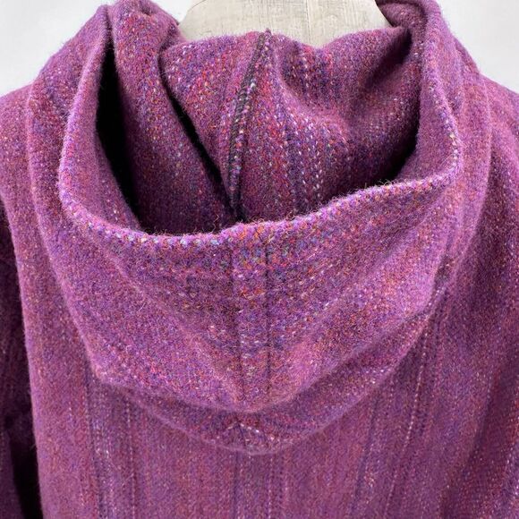VTG Welsh Woollens by Tregwynt 100% Wool Jacket Full Zip Hooded Womens XL Purple - Picture 5 of 13